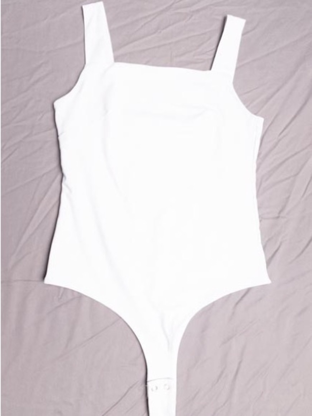 REORIA Womens Square Neck Tank Bodysuit White Sleeveless Minimalist Basics L